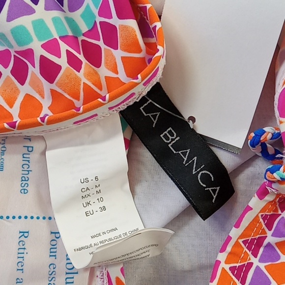 NEW LA BLANCA Bikini Bottom Swimwear 6 Resort Tassels Multi-color - Picture 4 of 4